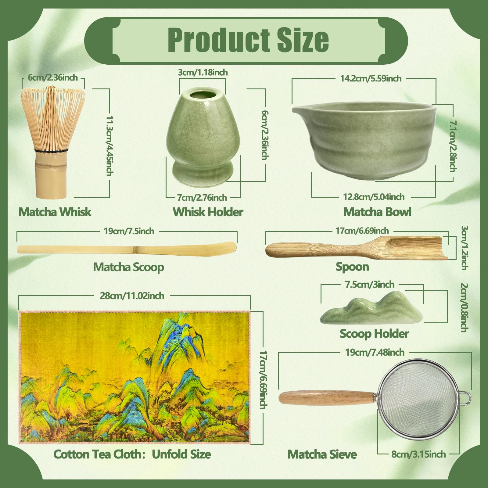 Matcha çırpma teli seti, 8 parçalı Matcha seti, seramik Matcha